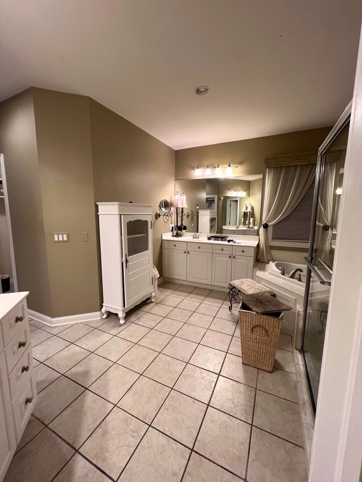 Left wall was where the contractor suggested placing the linen closet, taking part of the client's space in her own closet.